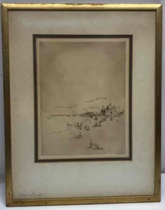 Acquaforte vintage "Revere Beach" di Alexander Aladar Blum firmata a mano A.A. Blum - Foto 1 di 3