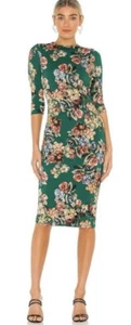 Vestido Alice + Olivia Delora ajustado cuello falso verde floral para mujer talla 6 - Imagen 1 de 5