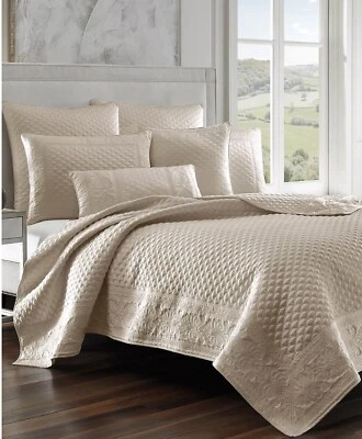 J. Queen New York Zilara KING Quilted Coverlet Pearl - Image 1 of 4