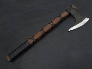 custom made axe, camping tool, Hand forge Viking axe with leather case H765 - Picture 1 of 5