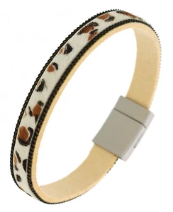 Leopard Print Magnetic Band Bracelet  Ivory,Camel, Black   - Picture 1 of 3