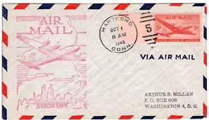 UNITED STATES 1946 DC-4 Skymaster, HARTFORD, CONN. 1946 FDC7452 - Picture 1 of 1