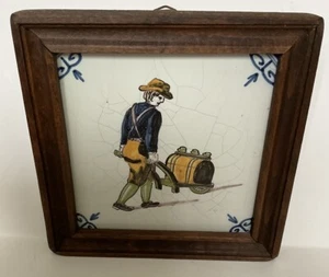 Alte,gerahmte Makkum Holland Fliese, Polychrom , Handgemalt - Bild 1 von 8