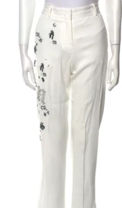 1.3K Auth NWT Ermanno SCERVINO White STRAIGHT Leg PANTS with LOGO - Picture 1 of 4