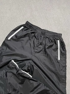 Nike Track Pants Youth L Black White Windbreaker Y2K Ankle Zip - Picture 1 of 12