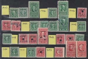 F-EX15296 US REVENUE DOCUMENTARY STOCK TRANSFERS 1945-1953 STAMPS LOT. - Picture 1 of 3