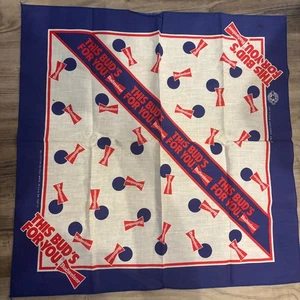 1989 Budweiser Bandana Handkerchief USA Bud King Of Beers Blue Red White - Picture 1 of 6