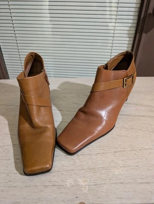 Botas al tobillo Enzo Angiolini para mujer de cuero occidental tostado Y2K punta cuadrada talla 5,5 Foto 1 de 4