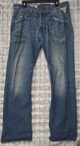 Replay Distressed Men's 34x34 Blue Denim Jeans Button Fly Relaxed Fit - Picture 1 of 12