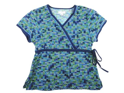 Koi Blue Mock Scrub Top XL Multicolor Nursing Geometric Kathy Peterson #115LP  - Image 1 of 3