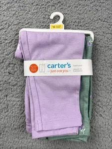 Carter's Just One You Baby Girls' 2pk Pull-on Pants - Pink/Purple 12 Months - Picture 1 of 3