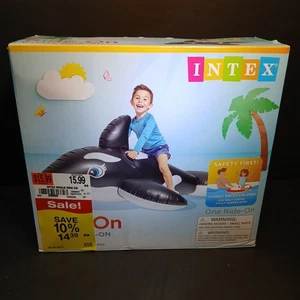 Intex BLACK/WHITE WHALE Inflatable Pool Rider 74” X 48” New Sealed! - Picture 1 of 4