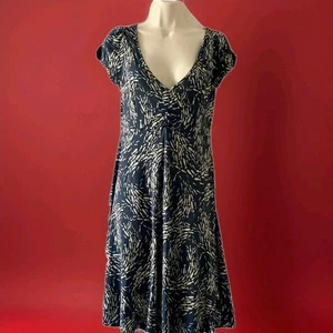 Crew 10 Dress Fish Print Dress Blue Jersey Short Sleeve - Picture 1 of 5
