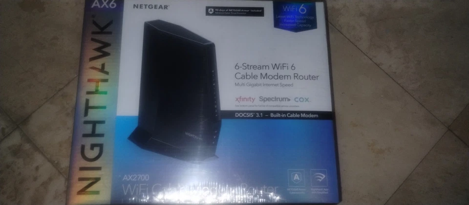 NETGEAR - Nighthawk AX2700 Router with 32 x 8 DOCSIS 3.1 Cable Modem - Black - Image 1 of 1