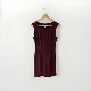 DIANE VON FURSTENBERG  Size UK 10 Burgundy Shift Dress Knee Length - Picture 1 of 18