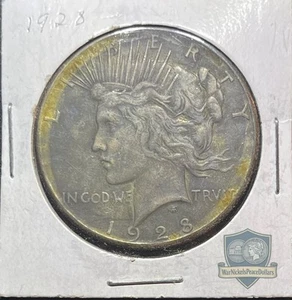1928 Peace Silver Dollar – Key Date – Philadelphia – VF Condition – 90% Silver - Picture 1 of 4