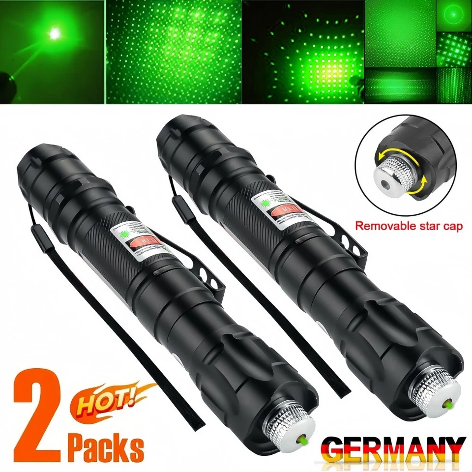 2x Outdoor Command Stift Grün 800m 532nm Stiftlampe & Akku Kit für Taschenlampen - Bild 1 von 4