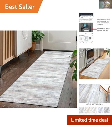 Alfombra Corredor Rayas Abstractas Resistente al Agua 2x5 - Perfecta para Cocina y Baño Foto 1 de 4