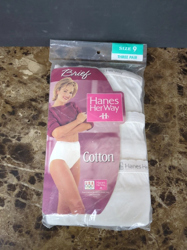 Vtg Hanes Her Way Cotton Hi-Cut Underwear 7 Pair Size 9 White Briefs 1996