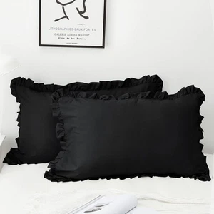 Ruffled Pillow Case Set, Pack of 2 Edge Ruffled Pillow Shams 100% Brushed Mic... - Picture 1 of 6
