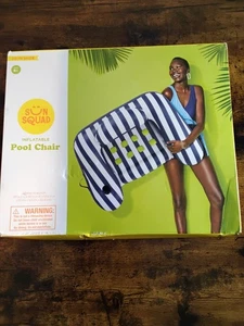 Neu Target blau gestreift Sun Squad aufblasbar Strand, See, Pool Stuhl - Bild 1 von 2