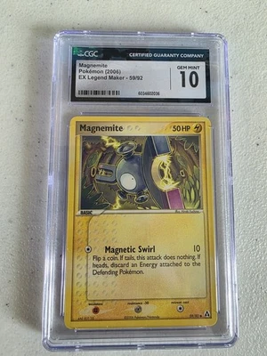 CGC 10 GEM MINT Magnemite EX Legend Maker Pokemon 59/92 2006 Card - Image 1 of 2