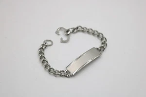 NOS Unisex Speidel Silver Tone Satin Finish Blank ID 5.5" Bracelet Made in China - Picture 1 of 7