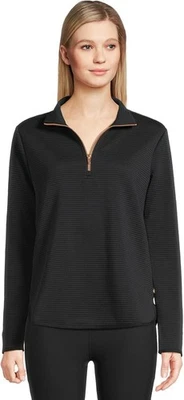 Skechers Womens Regular fit Long Sleeve Quarter zip Sweatshirt XL Black Solid - Image 1 of 2