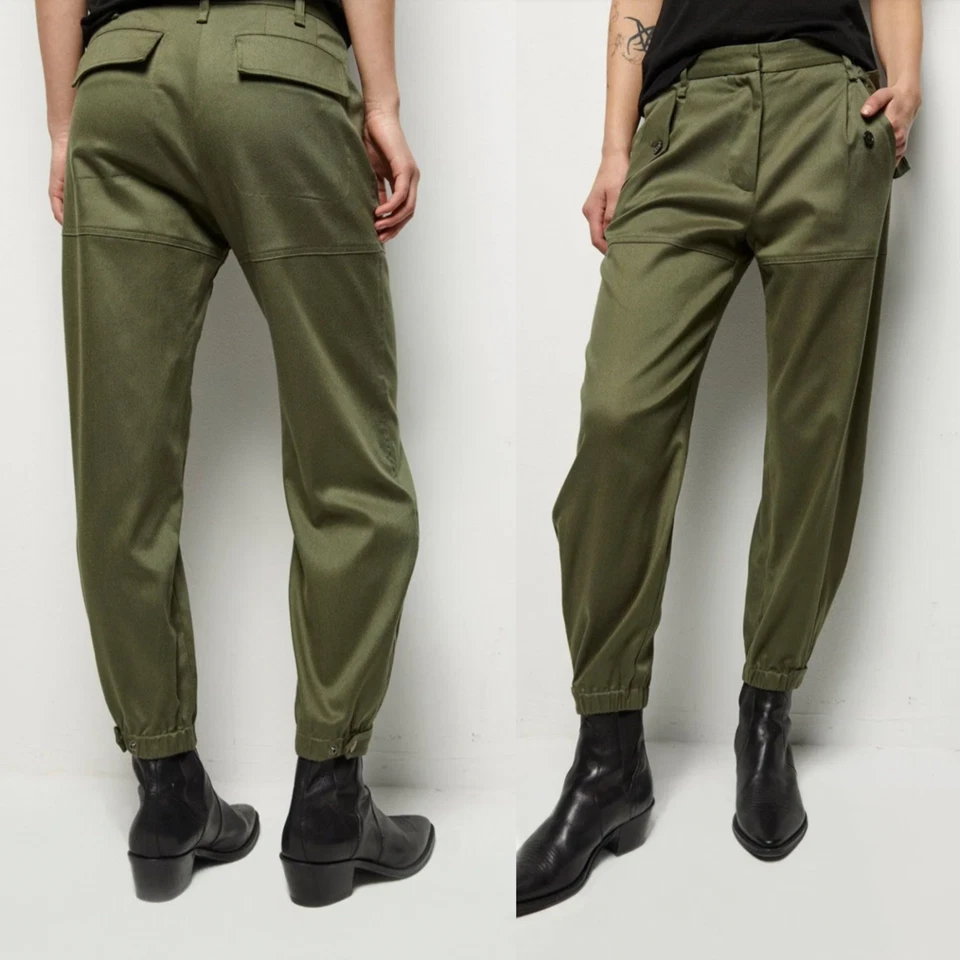 Pantalón cargo G1N con etiquetas Nili Lotan XS Arliss sarga recortada holgado French Mili Foto 1 de 4