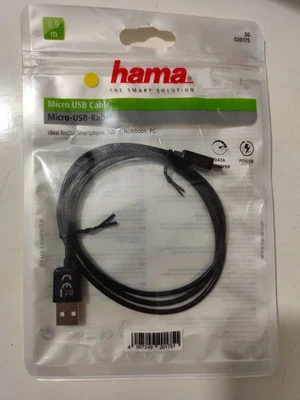 Hama Computer MicroUSB-B/USB-A 2.0 M/M Daten-/Ladekabel 0,9m Schwarz Neu - Bild 1 von 2