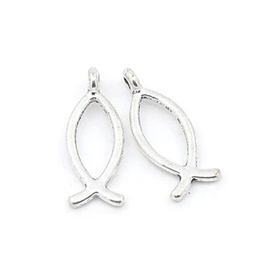 Metal Alloy Christian Fish Charms Antique Silver 20mm Pack Of 20 - Picture 1 of 1