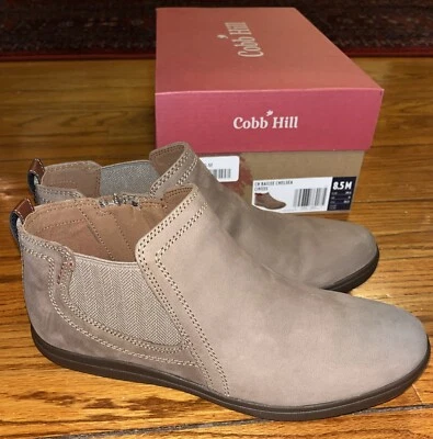 Botines Chelsea Cobb Hill Bailee Beige/Tostado Gamuza Cuero Tacón Bajo Slipon-8.5 Foto 1 de 4