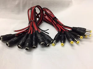 10 Stück Stecker und 10 Stück Buchse DC Pigtail für CCTV Kamera Stromversorgung - Bild 1 von 1