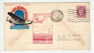 1939 GUNDEL TRANS ATLANTIC AIRMAIL FLIGHT F18-6A MARSEILLES TO LISBON 5/24/1939 - Picture 1 of 2