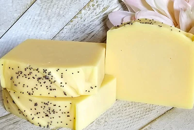 Handmade Coconut Milk Soap ZESTED LEMON, Made in USA, Ships fast & samples. - Image 1 of 4