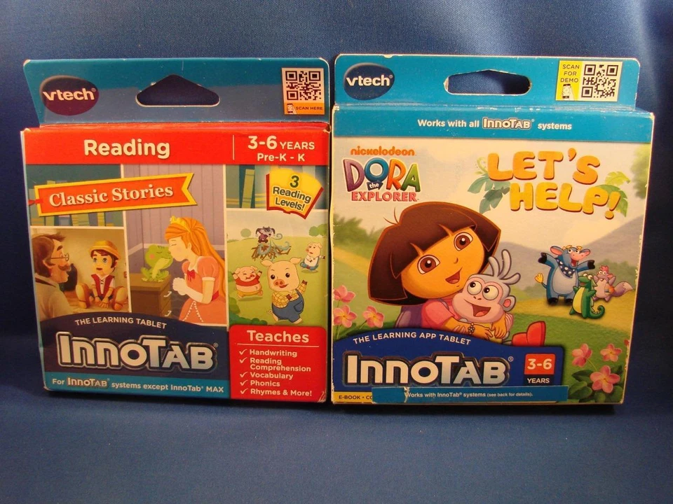 2 Innotab Cartridges Reading Classic Stories & Dora The Explorer Let's Help NEW - Image 1 of 1