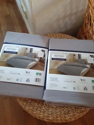 Musselin Bettwäsche Aldi Novitesse 135x200 cm hellgrau 2 Sets Neu - Bild 1 von 4