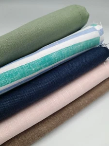 Remnant Scrap Bag 5 Pieces 100% Irish linen Crafting Fabric QF11 Dark Winter - Picture 1 of 6