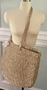NEW Creative Co-Op Woven Seagrass Double Handle Beach Shoulder Bag Tote DF3071 - Picture 1 of 7