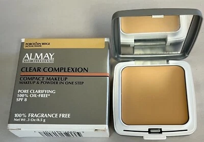 2 Almay Clear Complexion Compact Makeup & Powder Porcelain  Beige 0.3 oz pl read - Image 1 of 2