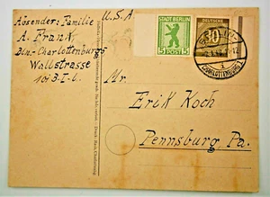 1948 German Hand Decorated Postcard - Germany to Pensyvania, USA - Picture 1 of 2