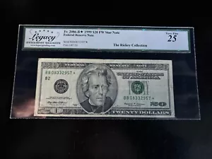 DBR 1999 $20 FRN New York STAR Fr. 2086-B* Legacy 25 Serial BB08332957* - Picture 1 of 2