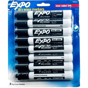 Marcadores de borrado en seco EXPO 8 punta de cincel negro tinta de bajo olor - Imagen 1 de 3