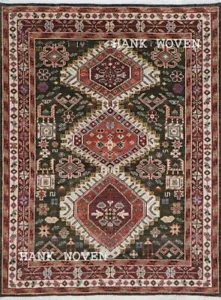 Hand Knotted Customizable Wool Rug 8x10 ft Black Red Traditional Kazak Area Rug - Picture 1 of 9