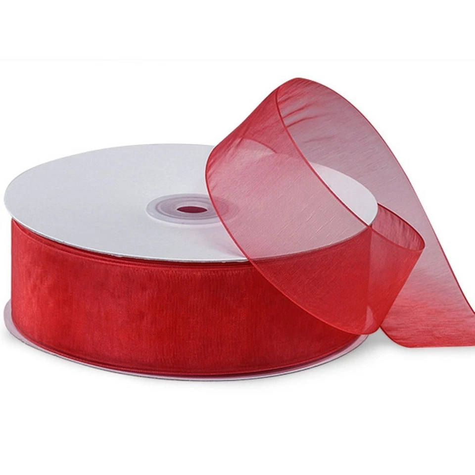 Sheer Organza Ribbon - 3/8 Inch Wide - 25 Yards Red - Image 1 of 1
