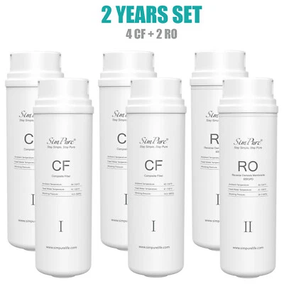 2 Year Set CF RO Water Filter Cartridge Replacement For SimPure Q3-600 RO System - Image 1 of 4