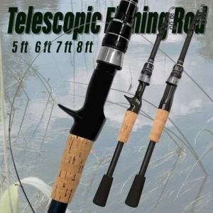 Baitcasting Spinning Telescopic Fishing Rod 5-8ft Carbon Fiber Ultralight Travel - Picture 1 of 17