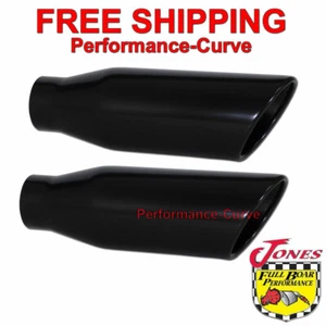 Black Powder Coated Stainless Exhaust Tip Pair 2.5" In - 4" Out  - 12" Long - Bild 1 von 4