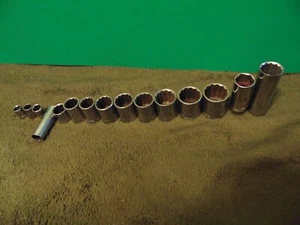 Vintage Craftsman Double =V= Series 1/4 3/8 1/2 DR 15 PC Socket Set Spark Plug - Picture 1 of 12
