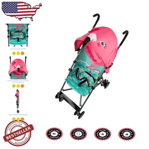 Stylish & Safe Umbrella Stroller for Kids - Fun Pink Flamingo Design & Easy Fold - Picture 1 of 9